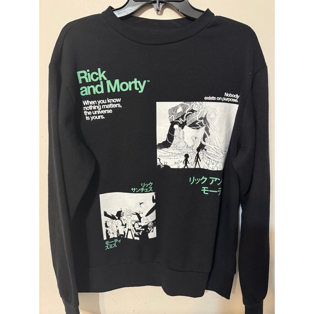 Rare RICK and MORTY BLACK SWEATSHIRT WITH JAPANESE TEXT SMALL